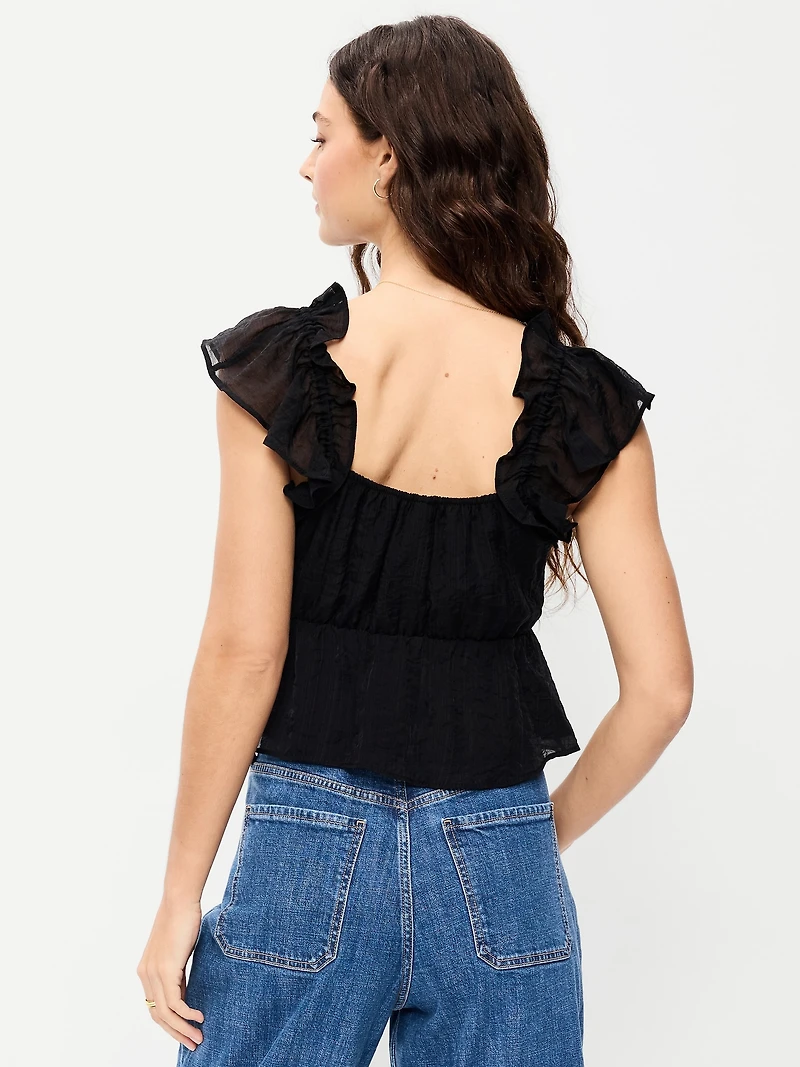 Flutter-Sleeve Fit & Flare Top