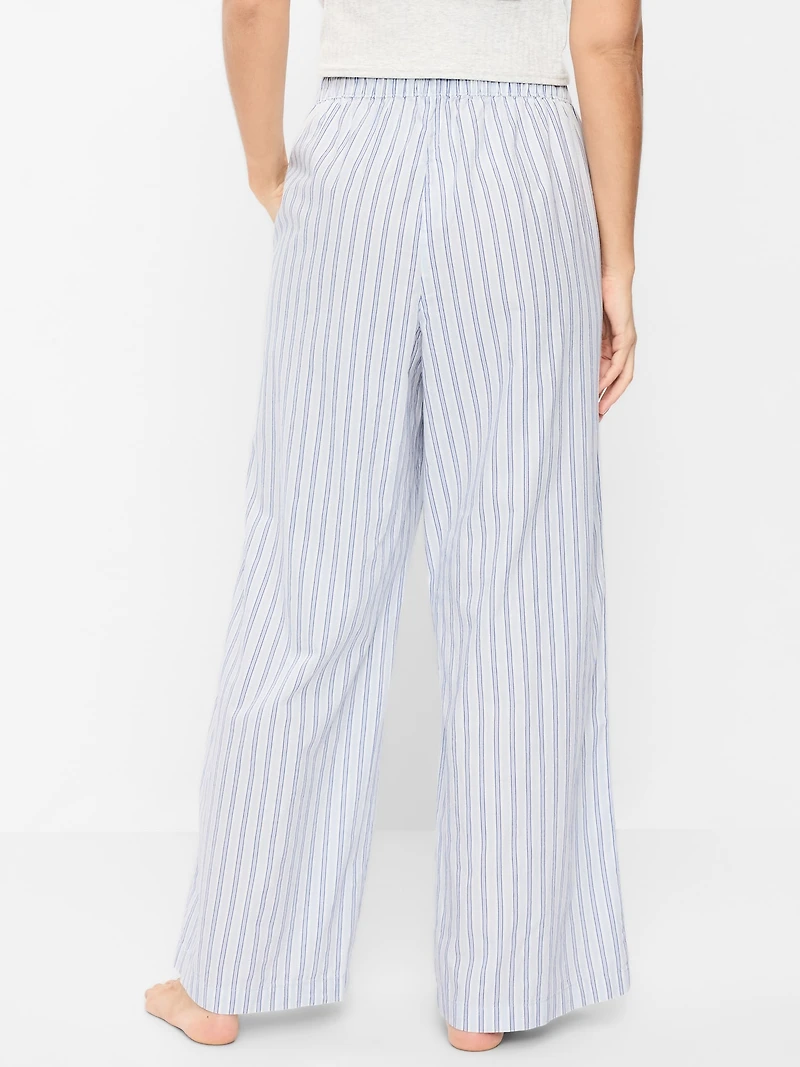 Poplin Wide-Leg Pajama Pants