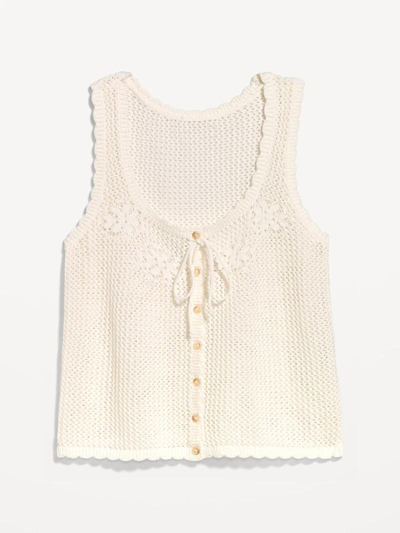 Sleeveless Seaside Cotton Crochet Tank Top
