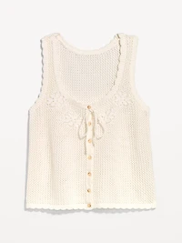 Sleeveless Seaside Cotton Crochet Tank Top