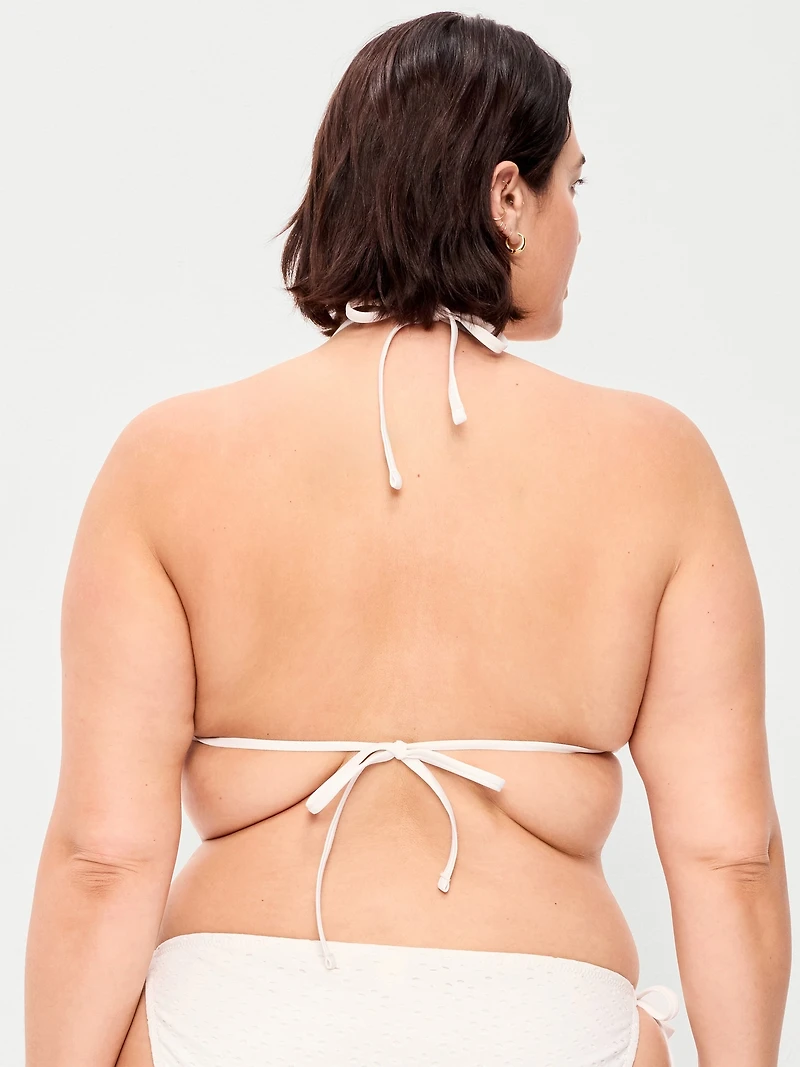 Eyelet Triangle String Bikini Swim Top