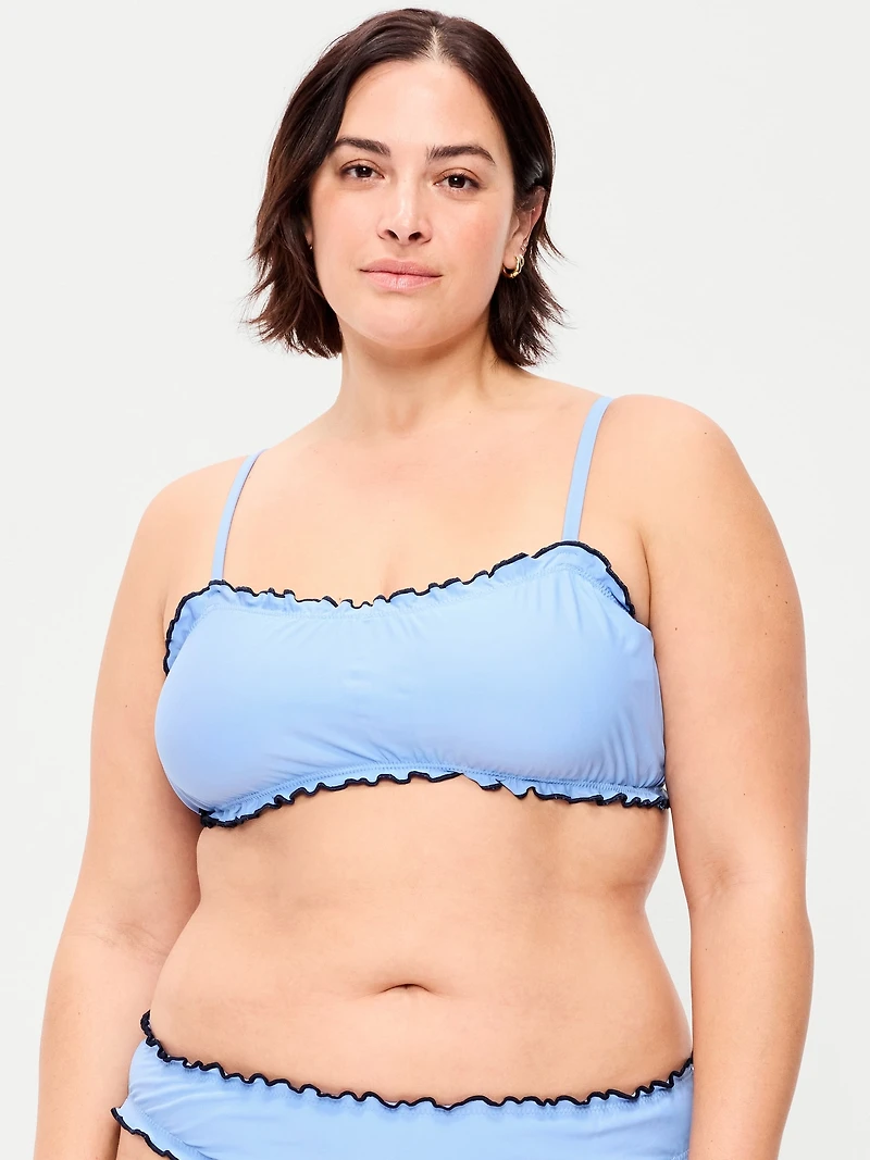 Scoop-Neck Ruffle Swim Top