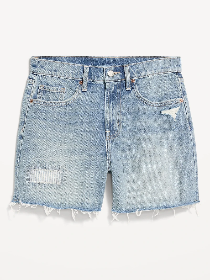 High-Waisted Baggy Jean Shorts - 5-inch inseam