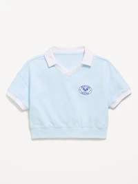 Short-Sleeve Cropped Retro Terry Polo for Girls