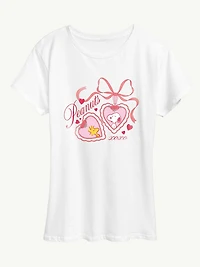 Peanuts Snoopy Woodstock Heart Locket Short Sleeve Graphic T-Shirt