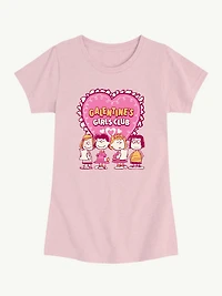 Peanuts Galentines Girls Club Short Sleeve Graphic T-Shirt For