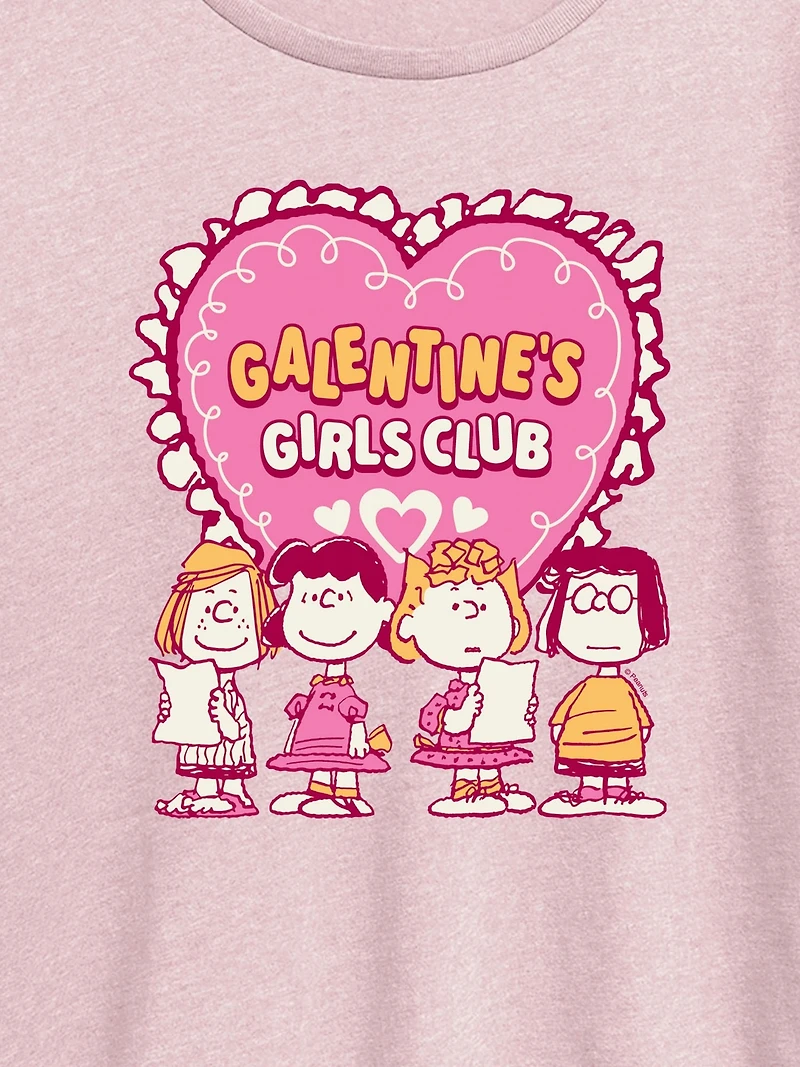 Peanuts Galentines Girls Club Short Sleeve Graphic T-Shirt