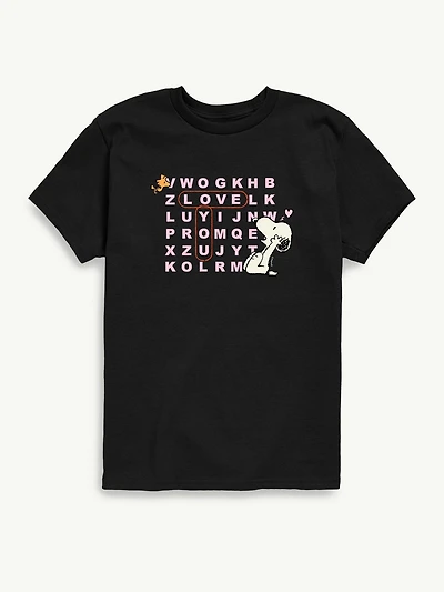 Peanuts I Love You Snoopy Word Search Short Sleeve Graphic T-Shirt For Toddler