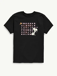 Peanuts I Love You Snoopy Word Search Short Sleeve Graphic T-Shirt For Toddler