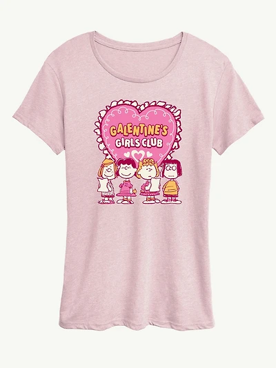 Peanuts Galentines Girls Club Short Sleeve Graphic T-Shirt