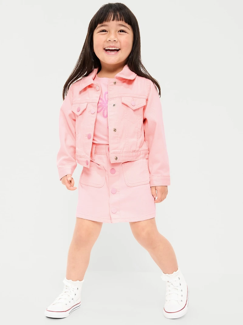 High-Waisted Button-Front Skirt for Toddler Girls