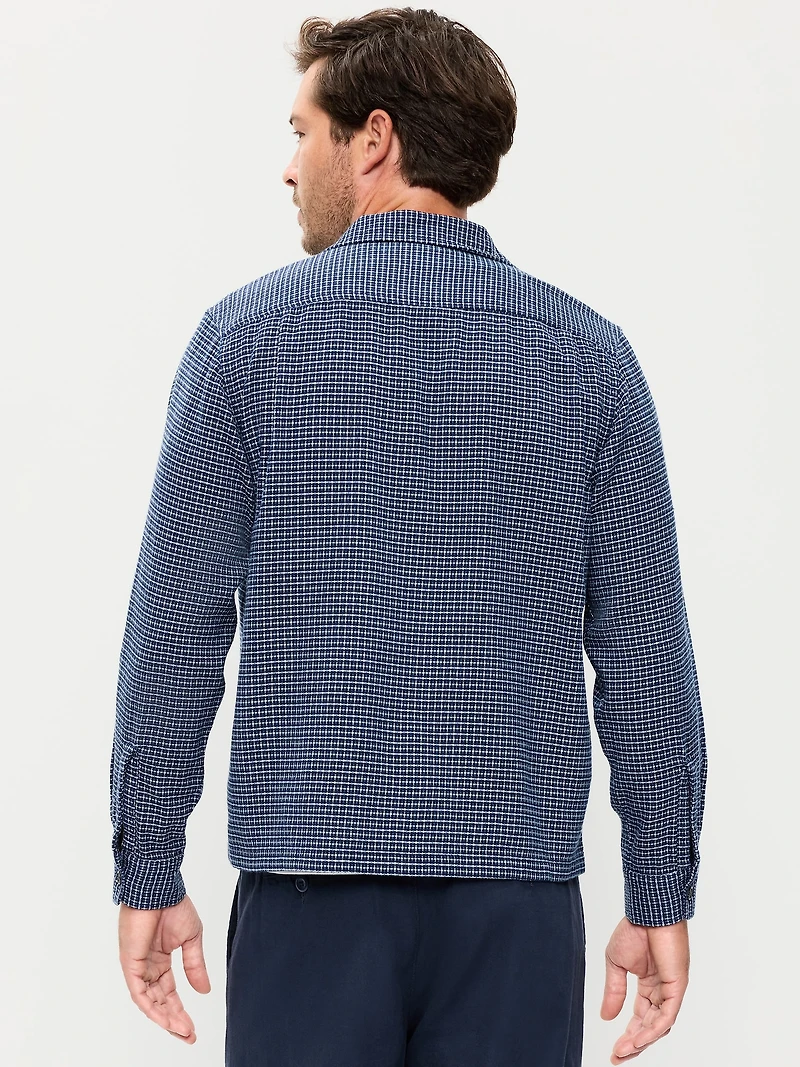 Long-Sleeve Textured Camp Shirt