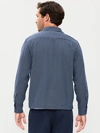 Long-Sleeve Textured Camp Shirt