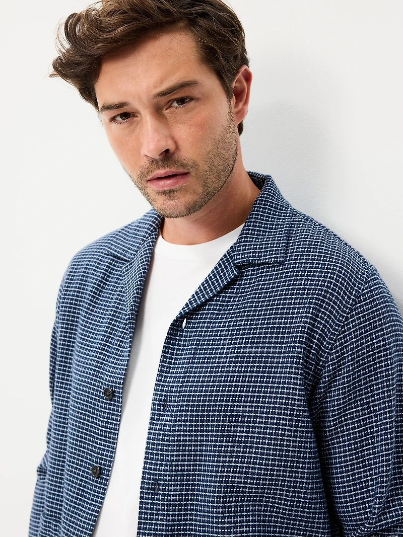 Long-Sleeve Textured Camp Shirt