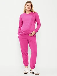 Maternity Rollover-Waist Fleece Jogger