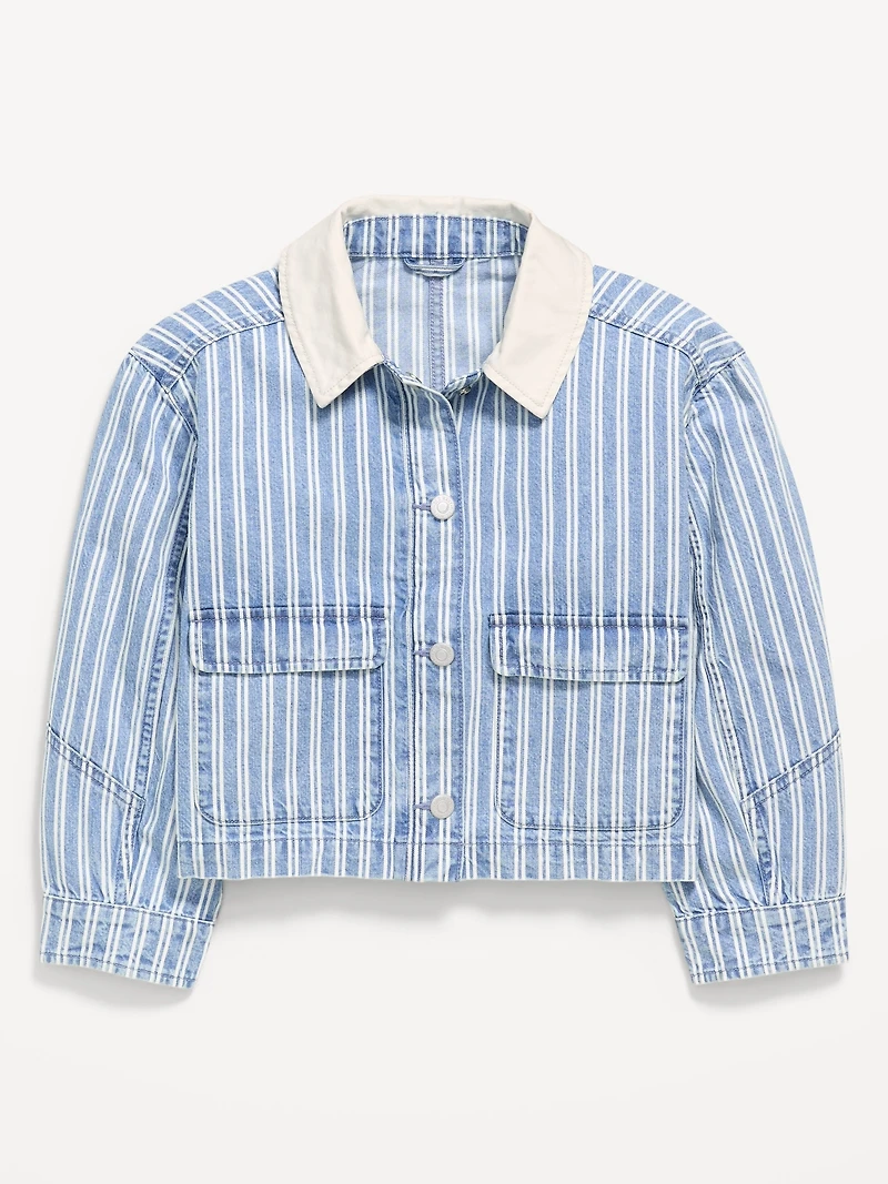 Cropped Utility Jean Barn Jacket for Girls