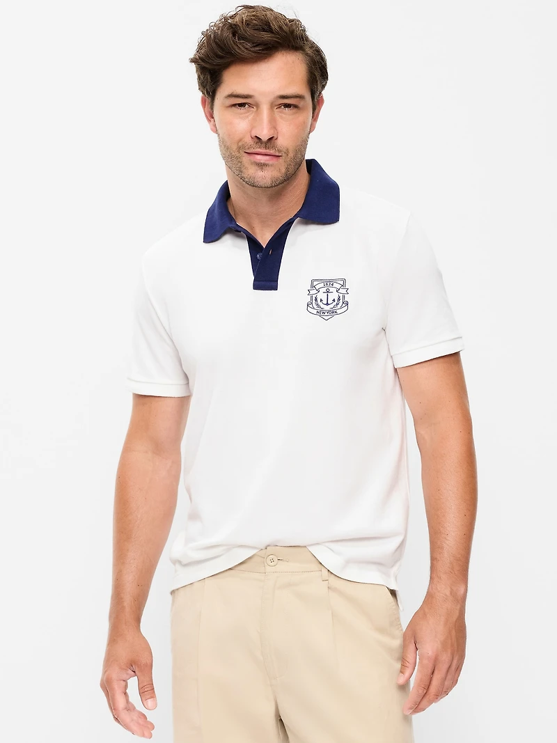 Classic Fit Pique Graphic Polo