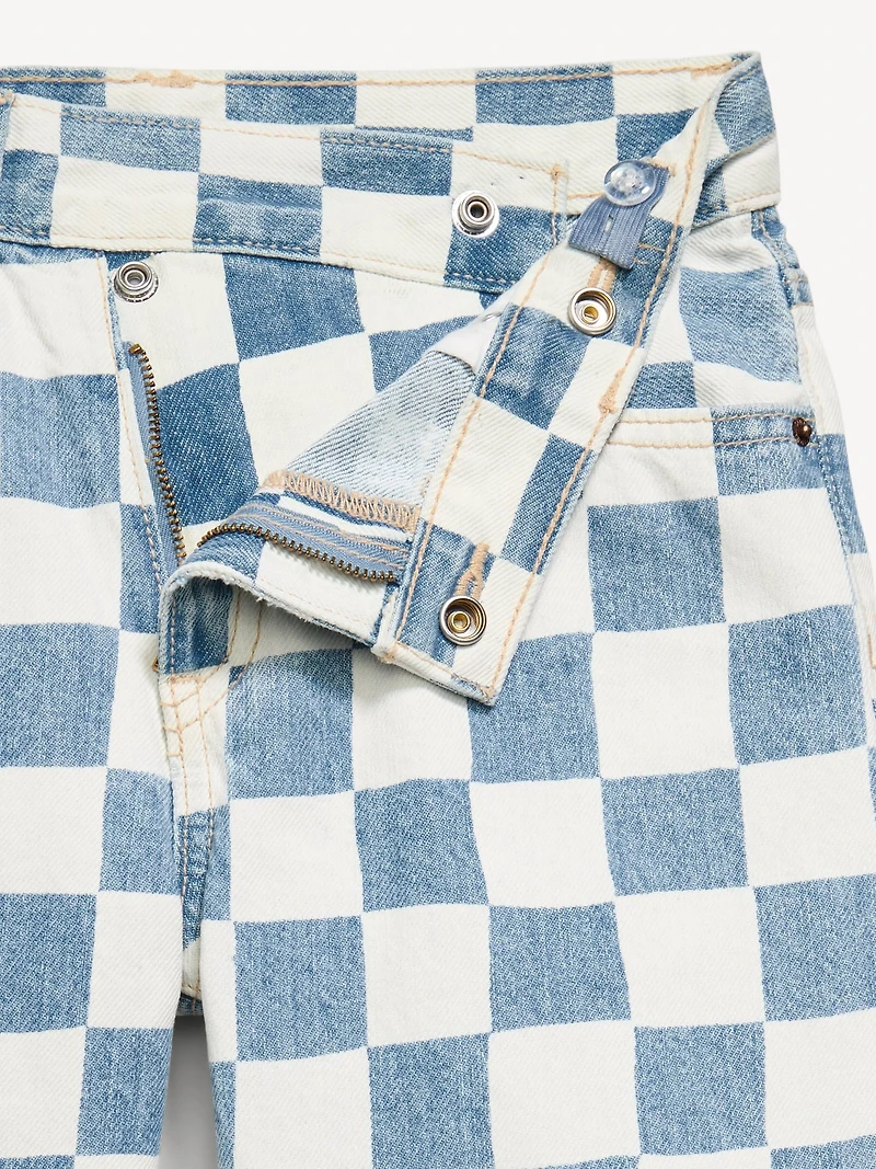 Printed Baggy Crossover Jean Shorts for Girls