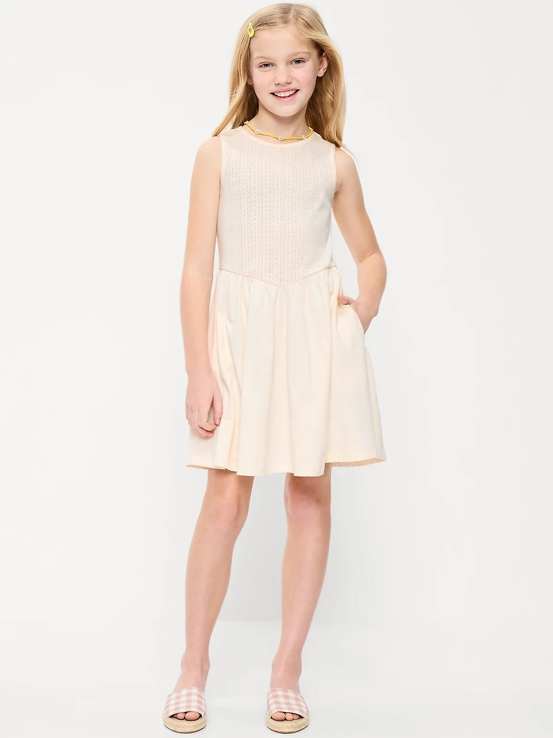 Sleeveless Fit and Flare Dress & Biker Shorts Set for Girls