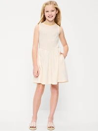 Sleeveless Fit and Flare Dress & Biker Shorts Set for Girls