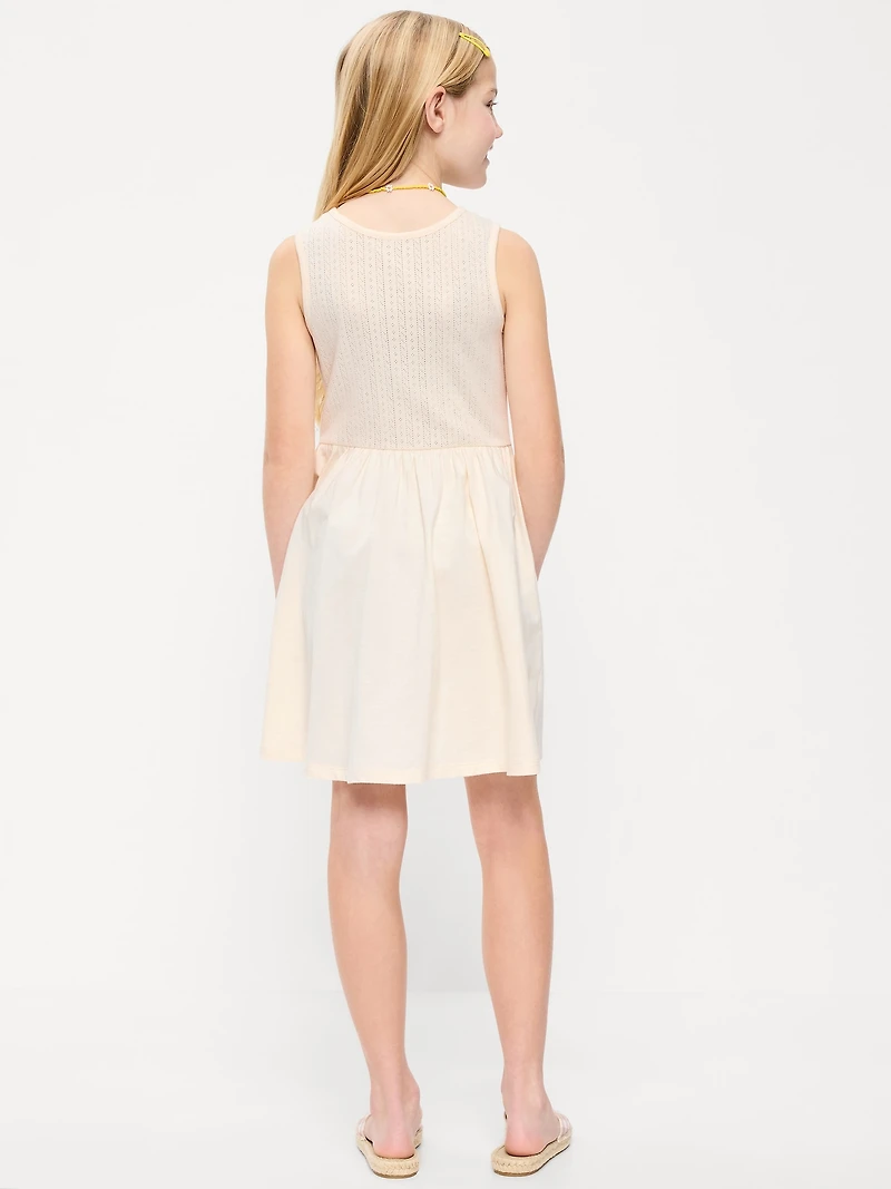 Sleeveless Fit and Flare Dress & Biker Shorts Set for Girls