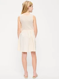 Sleeveless Fit and Flare Dress & Biker Shorts Set for Girls