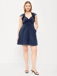 Flutter-Sleeve Fit & Flare Mini Dress