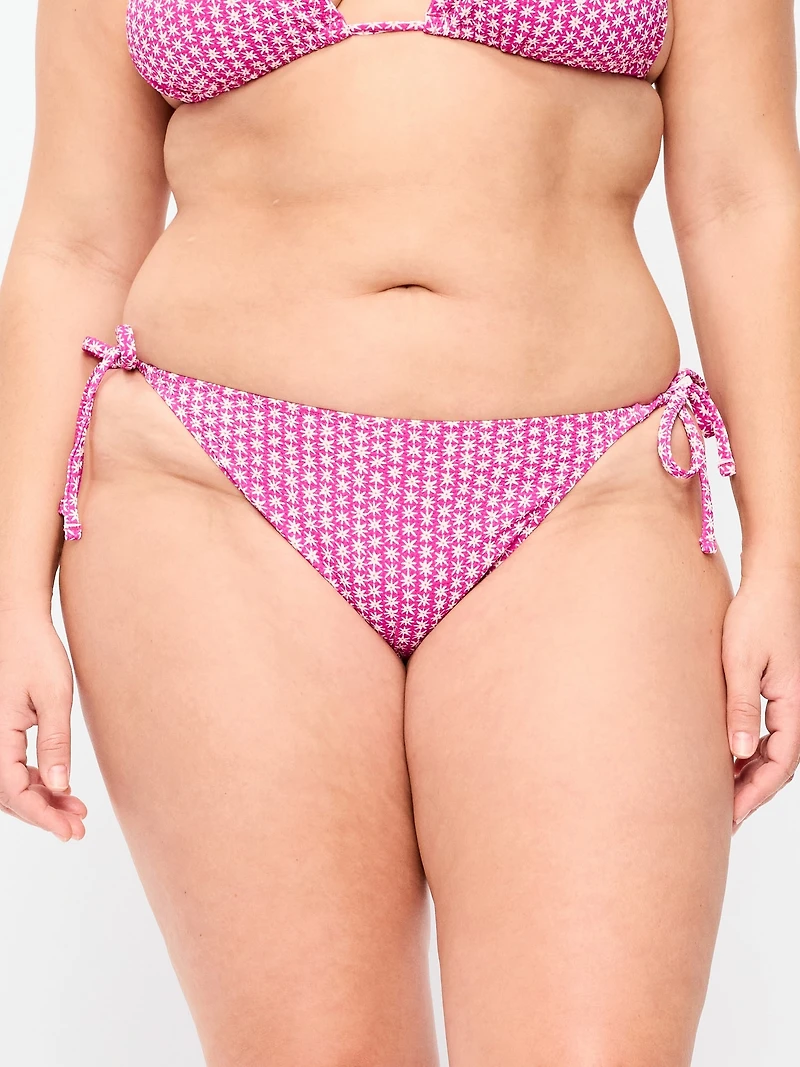 Pique String Bikini Swim Bottoms