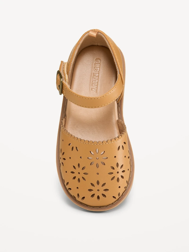 Faux-Leather Chunky Ballet Sandals for Toddler Girls