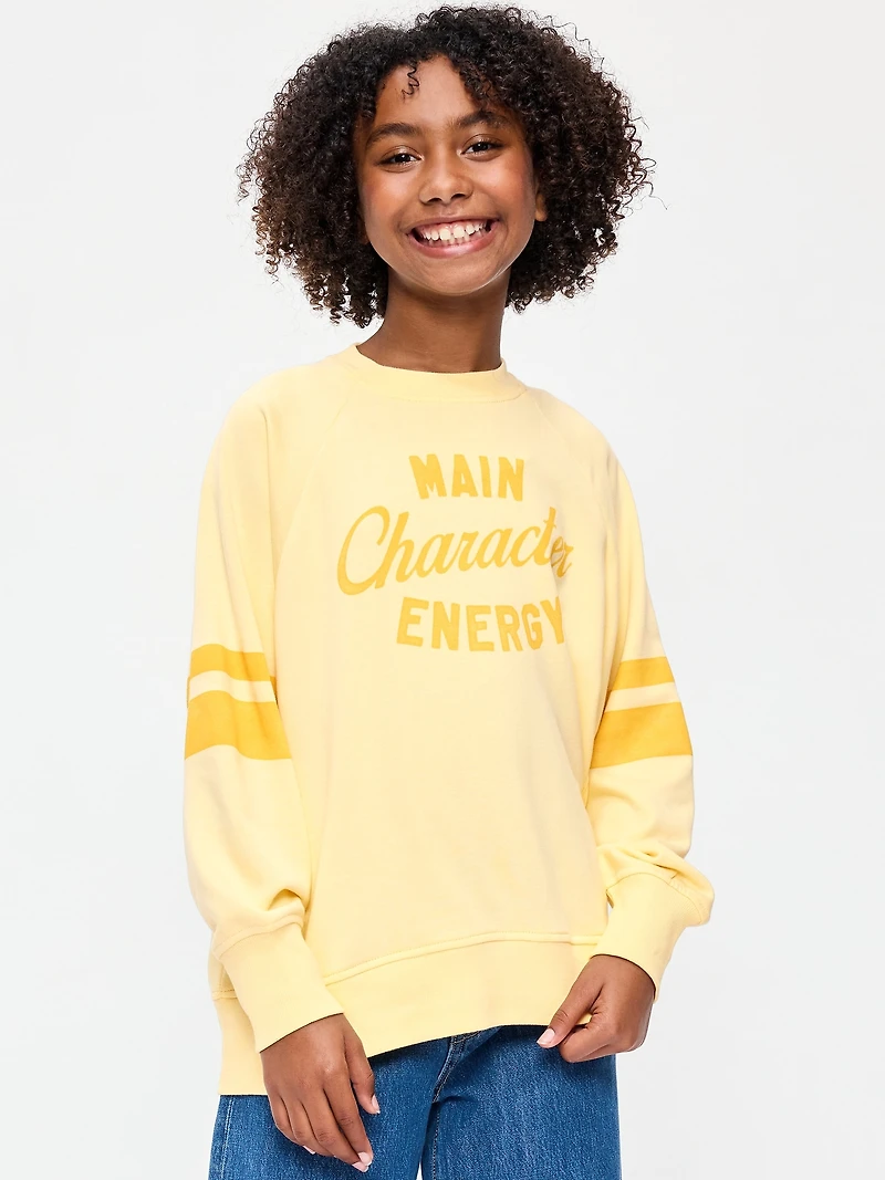 Oversized Long-Sleeve Graphic Tunic Sweatshirt for Girls
