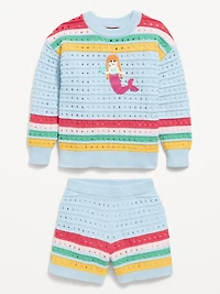 Boxy-Fit Sweater and Shorts Set for Toddler Girls