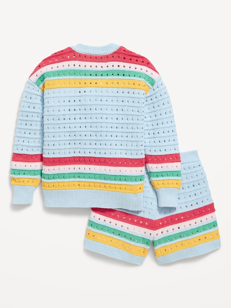 Boxy-Fit Sweater and Shorts Set for Toddler Girls