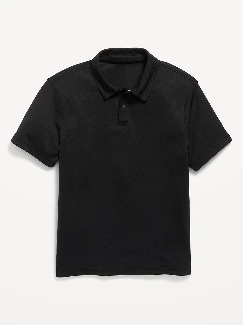 Short-Sleeve Textured Mesh Polo Shirt for Boys