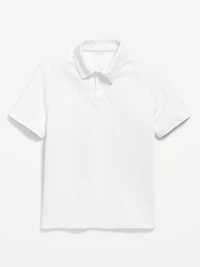Short-Sleeve Textured Mesh Polo Shirt for Boys