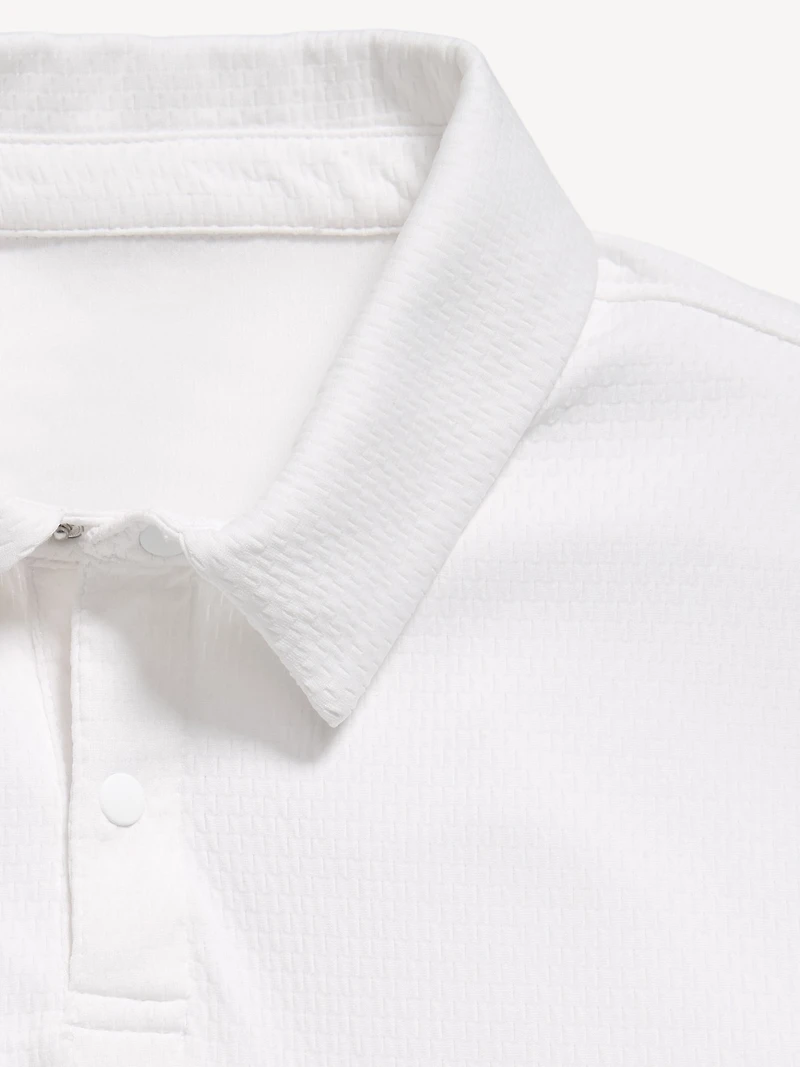 Short-Sleeve Textured Mesh Polo Shirt for Boys