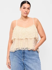 Sleeveless Tiered Lace Ruffle Top