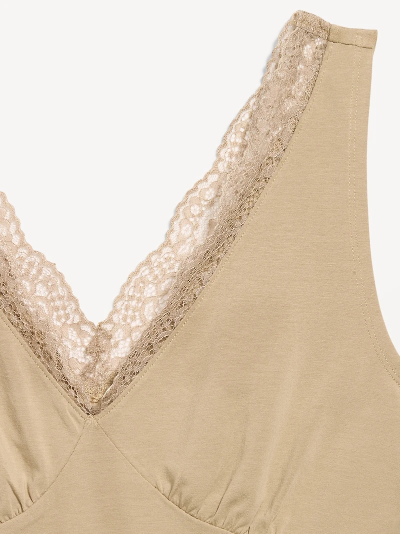 Sleeveless Lace-Trim V-Neck Top