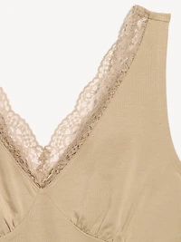 Sleeveless Lace-Trim V-Neck Top