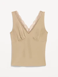 Sleeveless Lace-Trim V-Neck Top