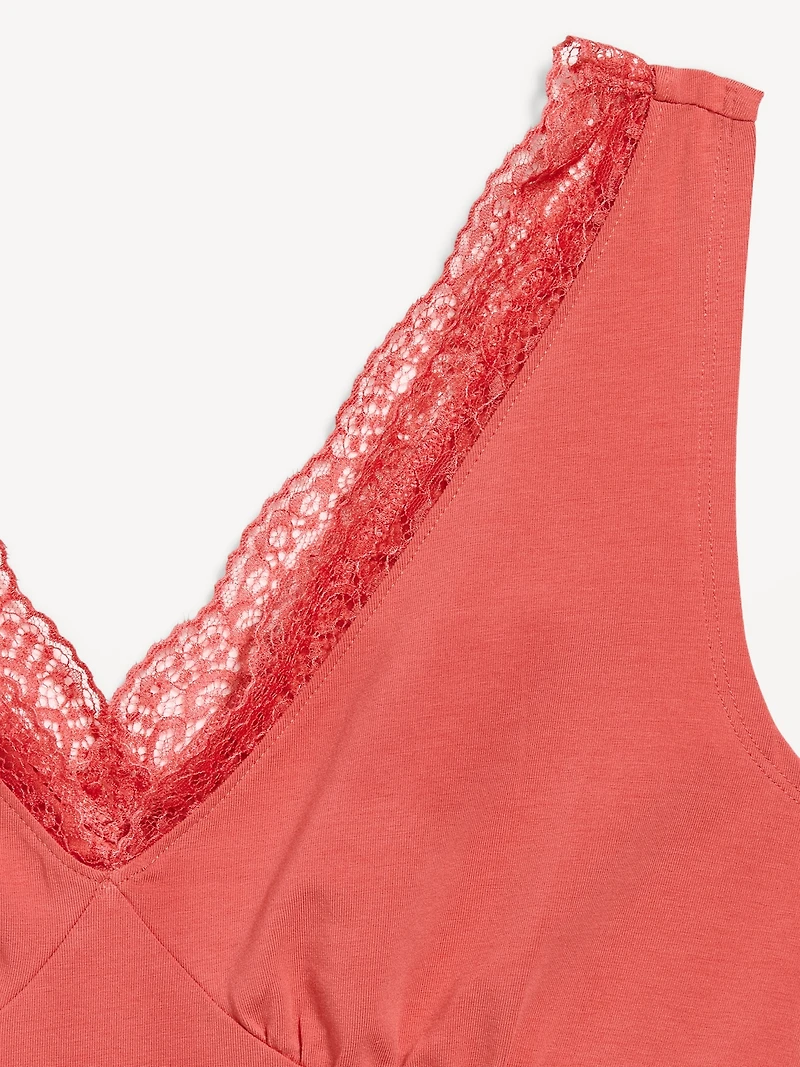 Sleeveless Lace-Trim V-Neck Top