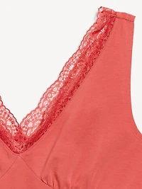 Sleeveless Lace-Trim V-Neck Top