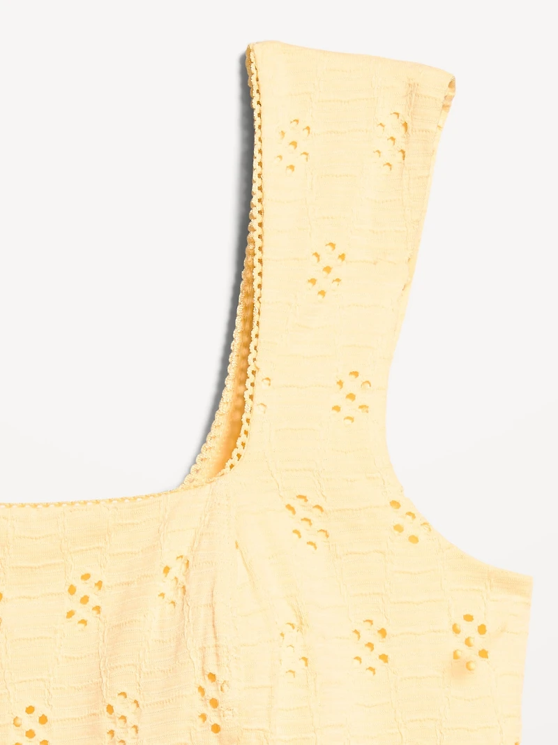 Seamed-Bodice Eyelet Tank Top