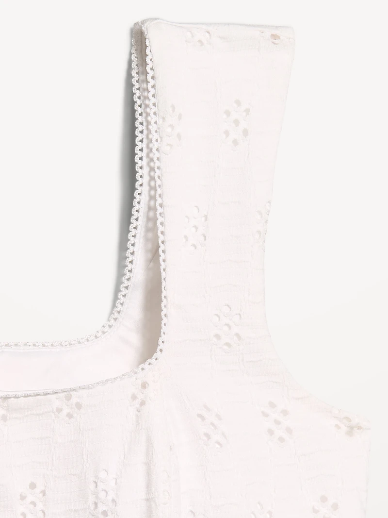 Seamed-Bodice Eyelet Tank Top