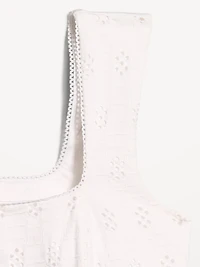 Seamed-Bodice Eyelet Tank Top