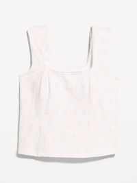 Seamed-Bodice Eyelet Tank Top