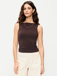 Hug Double-Layer Boat-Neck Top