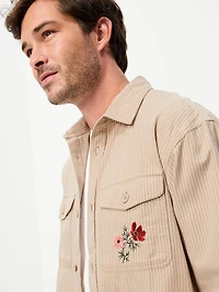 Oversized Canvas Embroidered Workwear Shirt