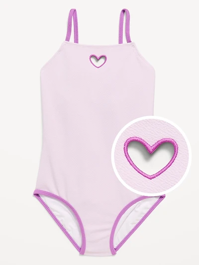 Heart Cutout One-Piece Swimsuit for Girls