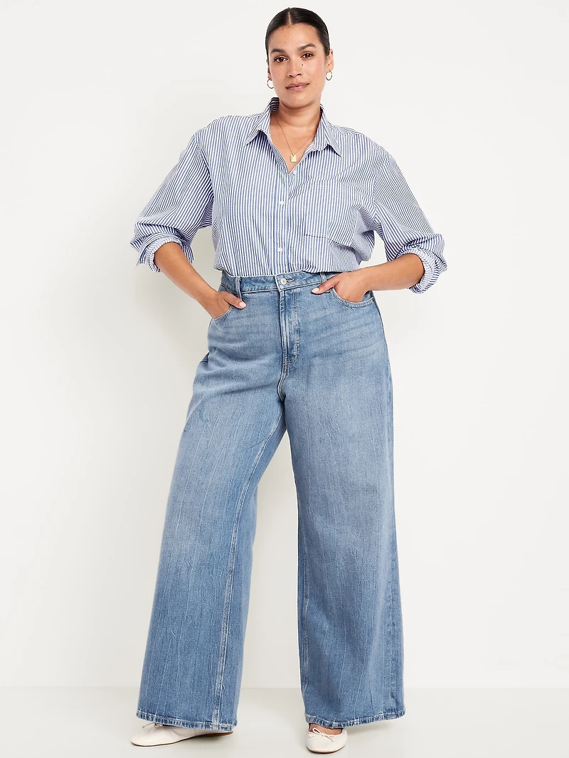 High-Waisted Barrel Full Length Jeans