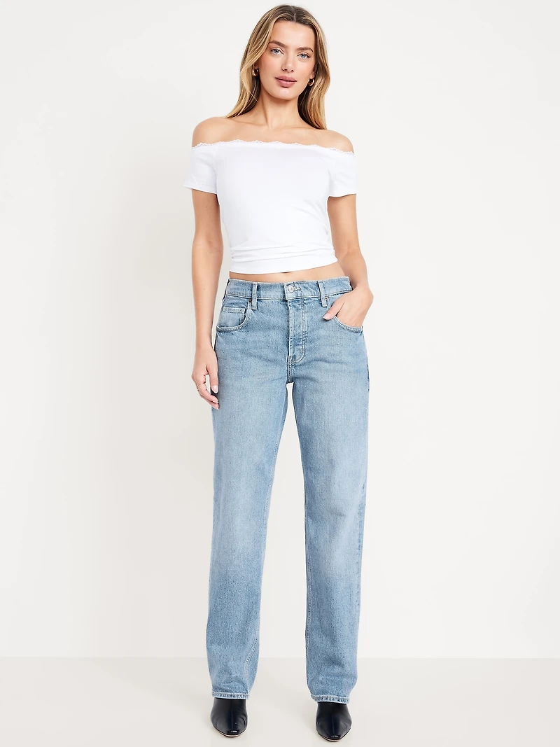 Mid-Rise Slouchy Straight Jeans